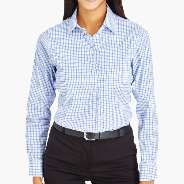 Women's CrownLux Performance® Micro Windowpane Woven Dress Shirt Thumbnail