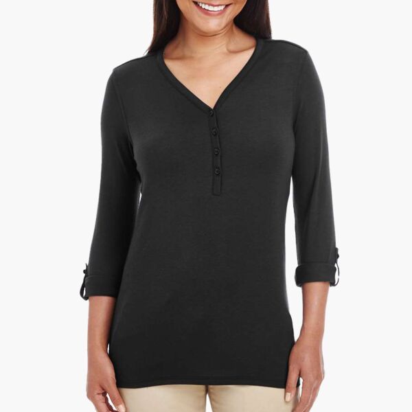 Women's Perfect Fit™ Y-Placket Convertible Sleeve Knit Top Thumbnail