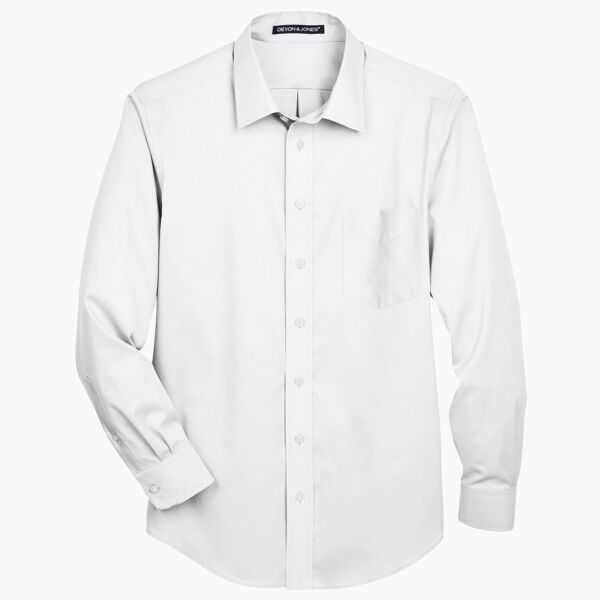 Men's Tall Crown Collection® Solid Stretch Twill Woven Dress Shirt Thumbnail