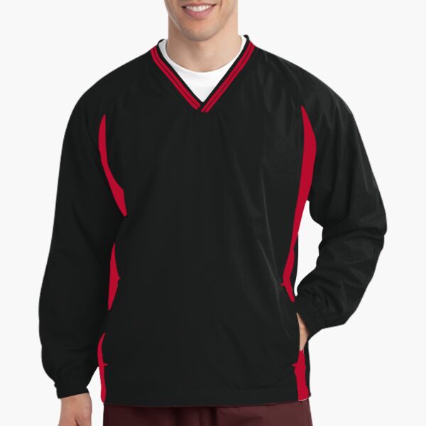 Tipped V Neck Raglan Wind Shirt Thumbnail