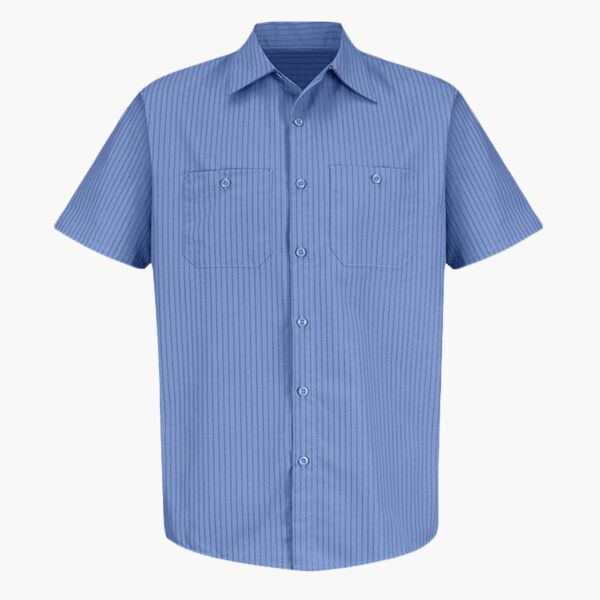 Men's Industrial Stripe Short Sleeve Work Shirt Thumbnail