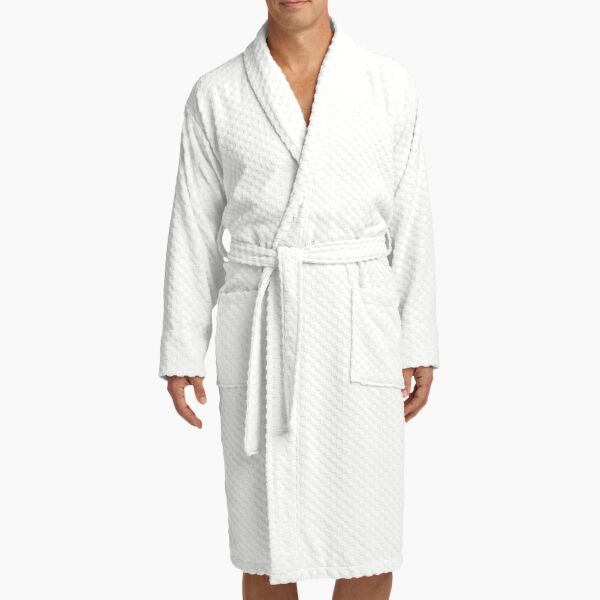 Checkered Terry Shawl Collar Robe Thumbnail