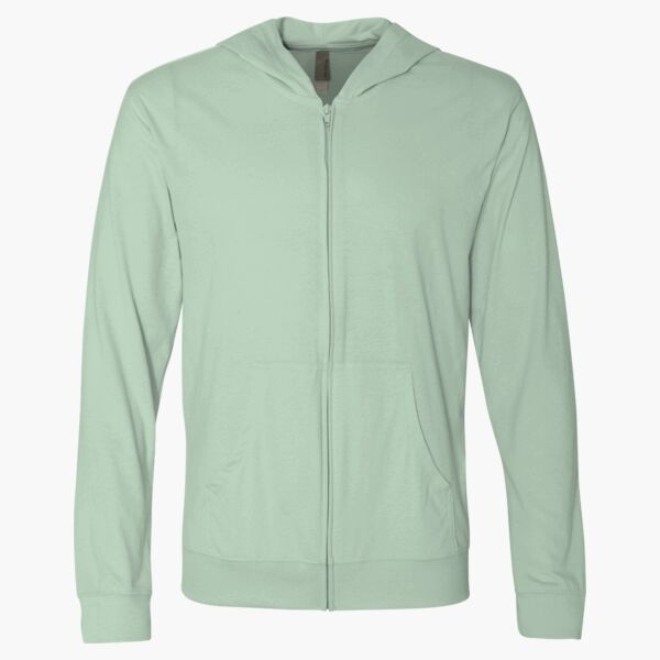 Unisex Sueded Long Sleeve Hooded Full Zip T-Shirt Thumbnail