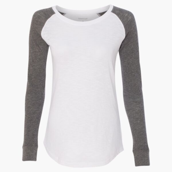 Women’s Preppy Patch Slub Long Sleeve T-Shirt Thumbnail