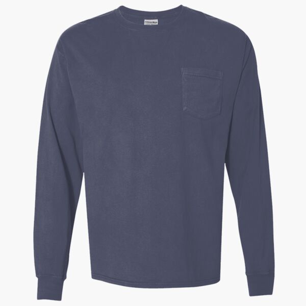 Unisex Garment-Dyed Long Sleeve T-Shirt With a Pocket Thumbnail