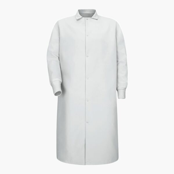 Unisex Gripper-Front Pocketless Butcher Coat With Knit Cuffs Thumbnail