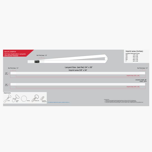 3/4"Dye Sublimation Lanyards with Buckle Release Thumbnail