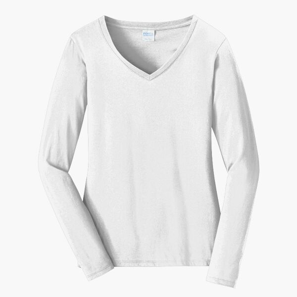 Ladies Long Sleeve Fan Favorite V Neck Tee Thumbnail