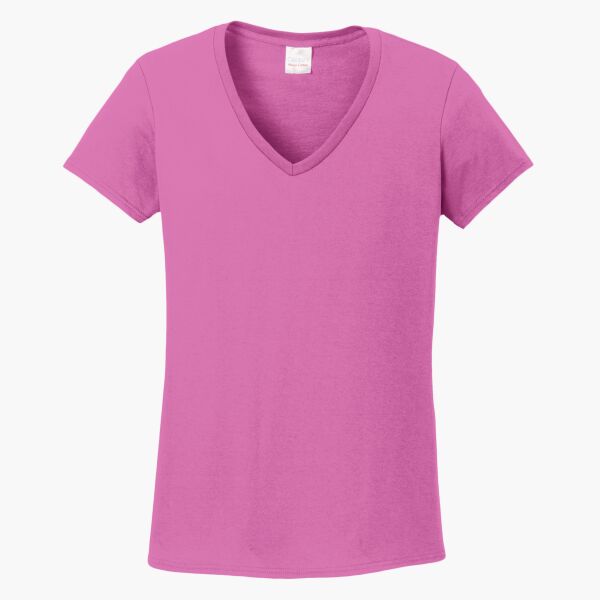 Ladies Heavy Cotton  100% Cotton V Neck T Shirt Thumbnail