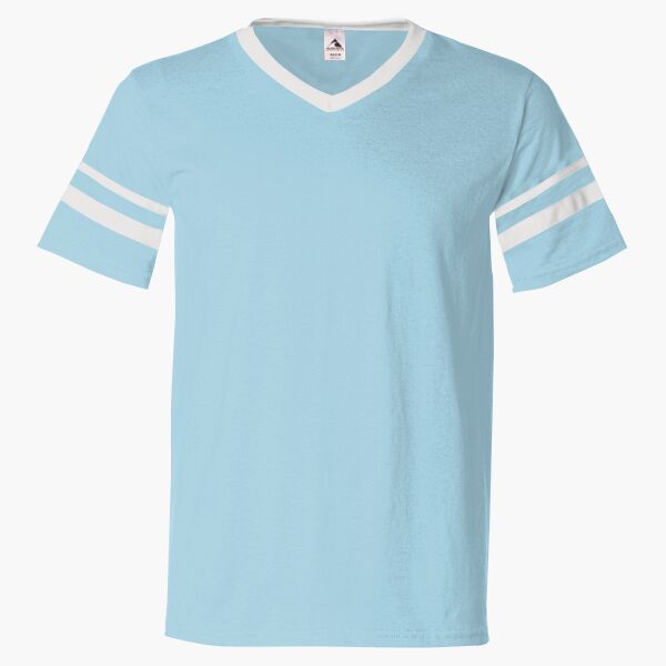 V-Neck Jersey with Striped Sleeves Thumbnail