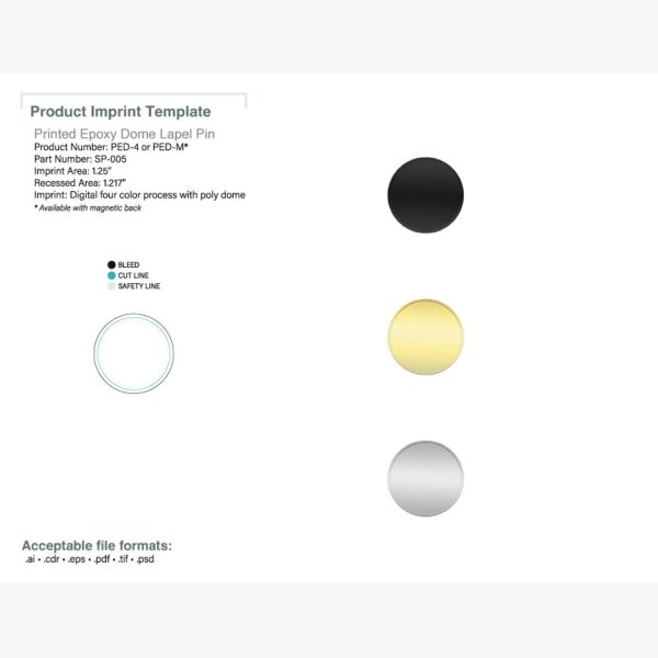 Pins Speed Printed Dome 1.25in Circle Pin - 6 Day Production  Thumbnail